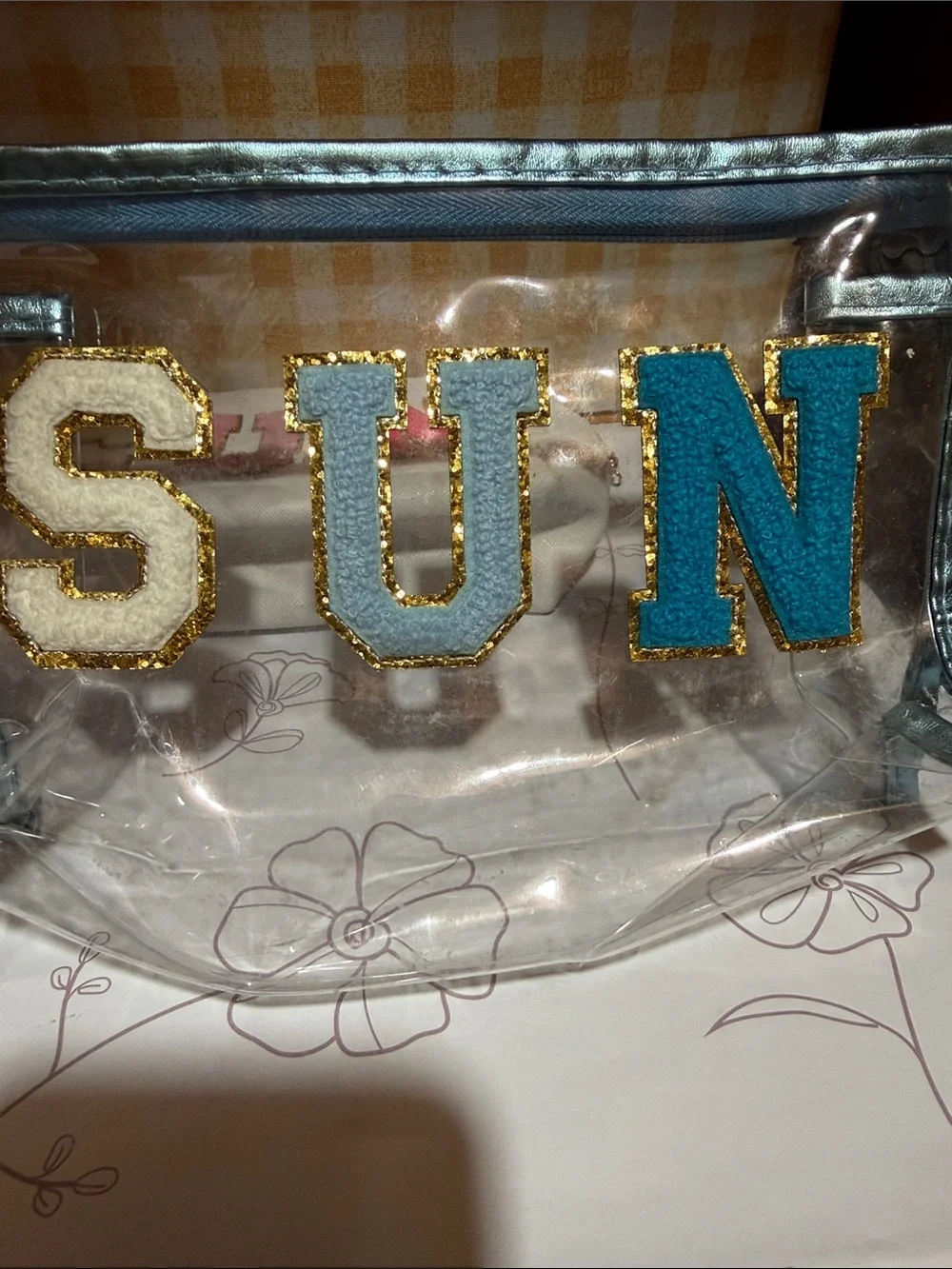 Source Unknown Clear and White 'SUN' Cosmetic Pouch Set with Multicolor Letters